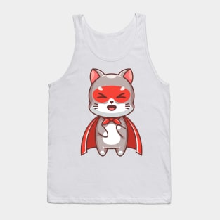 Cute cat super hero cartoon Tank Top